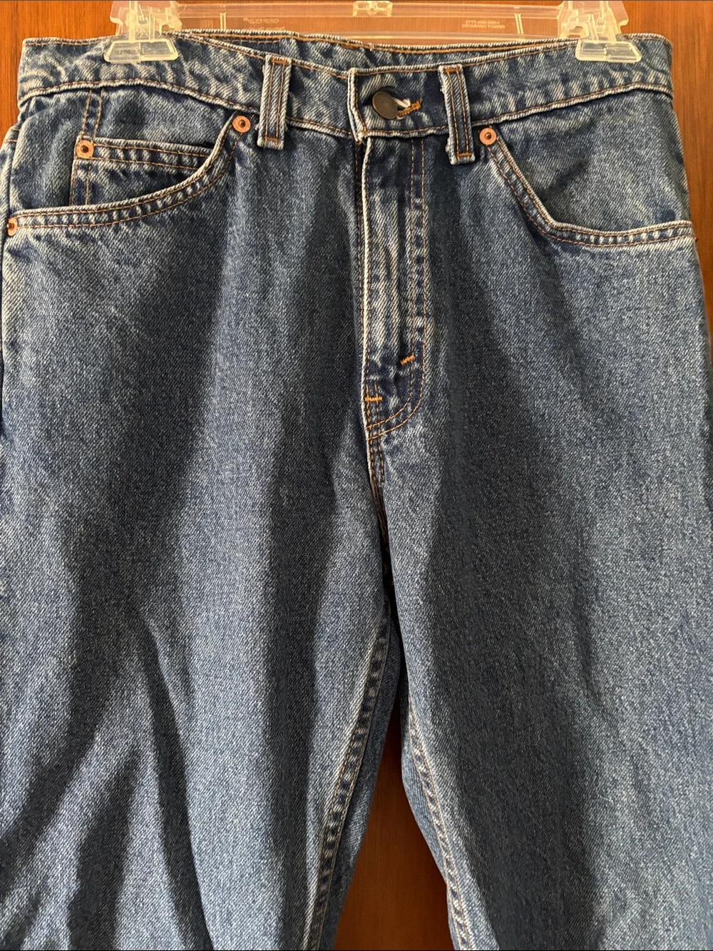 Levi's 505 Slim Straight Men's Jeans in Medium Blue with Tan Patch